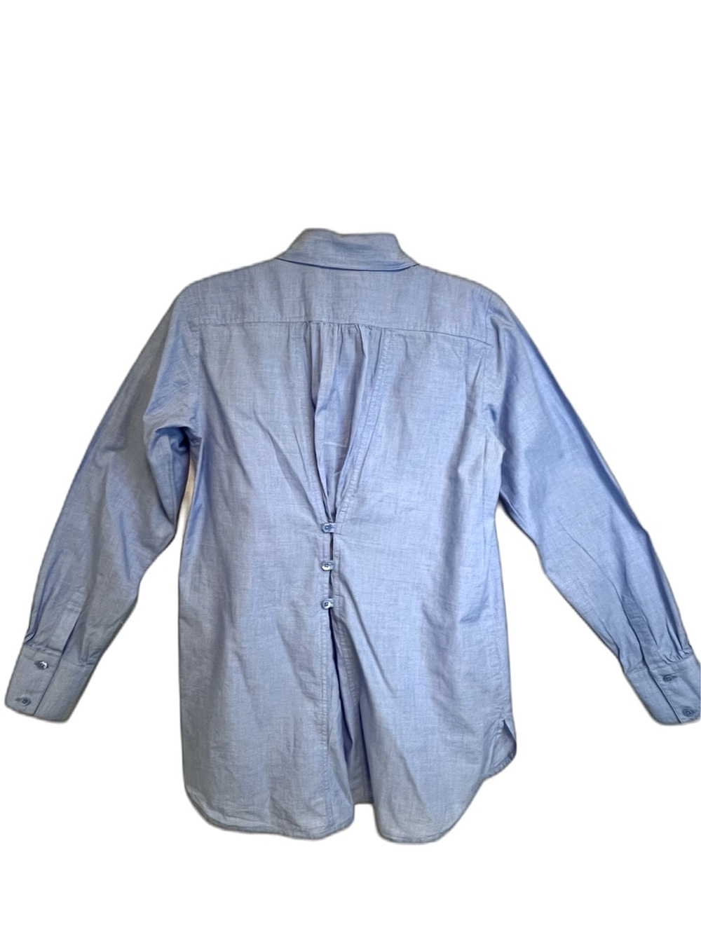 CAbi Light Blue Chambray Button-Front Pleated Pintuck Long Sleeve Blouse - Picture 7 of 9